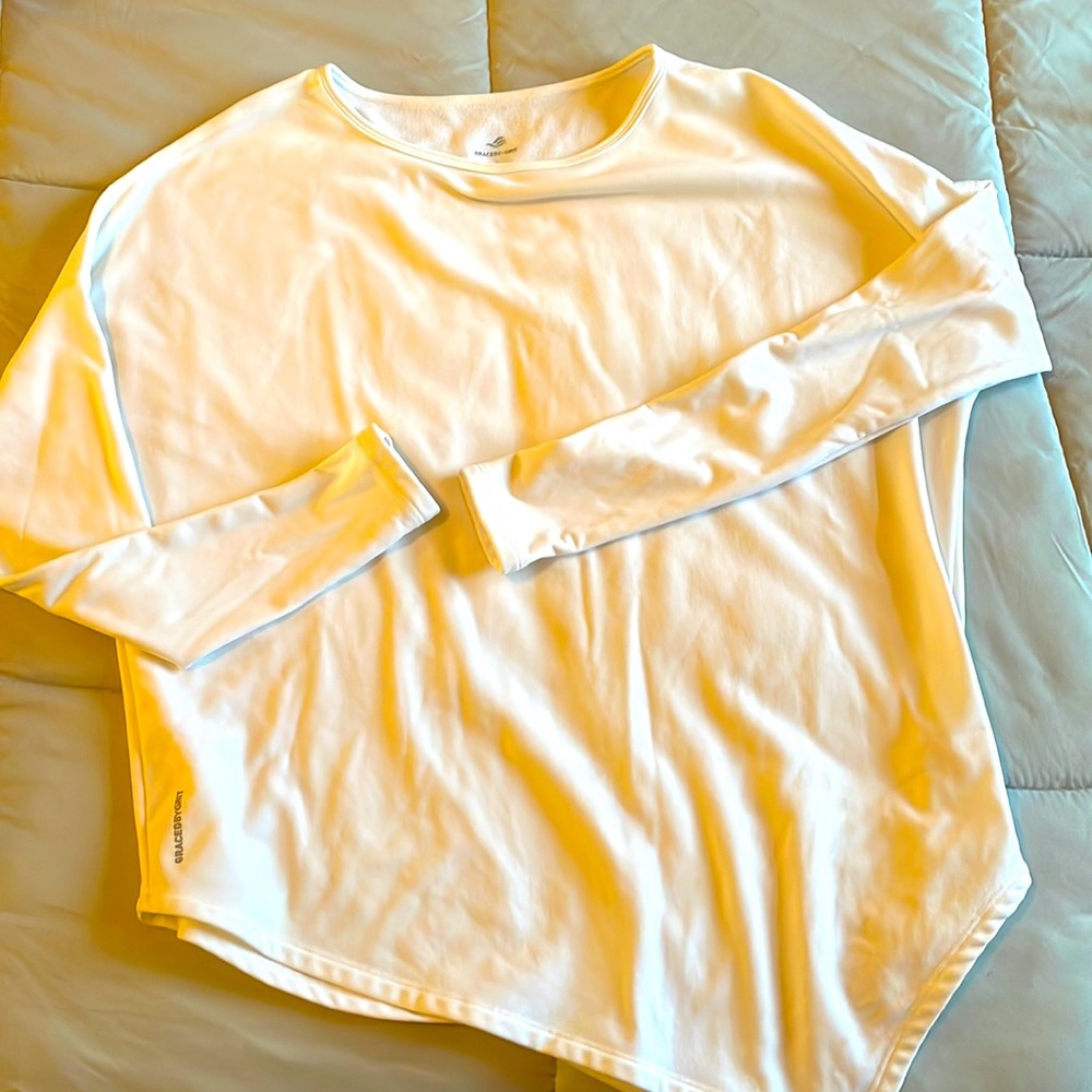 Fleece line pullover top by Graced by Grit - white- small